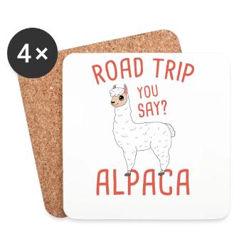 Alpaca My Jeep Funny Road Trip Alpaca Pun Design - Coasters (set of 4) - white - Front