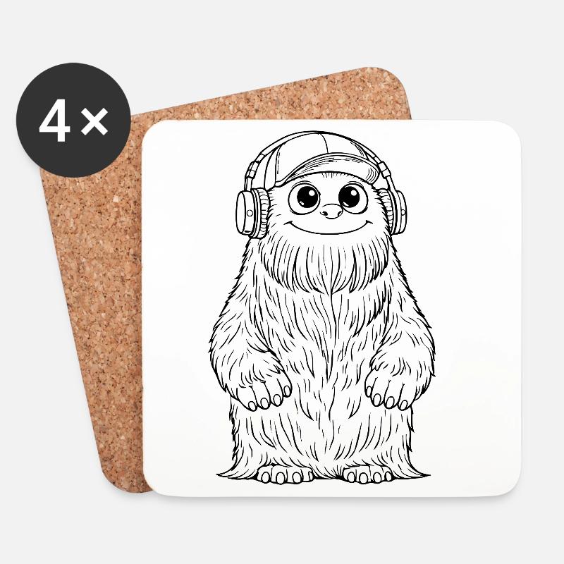 DJ Fluffo - Monster Fluffonster® schwarz - Untersetzer (4er-Set) - Weiß