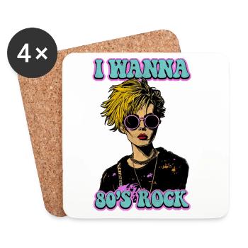 Je veux du rock des années 80 - Dessous de verre (lot de 4) - blanc - Devant