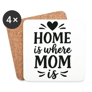 Zuhause ist wo Mama ist – Geschenk Muttertag - Untersetzer (4er-Set) - Weiß - Vorne