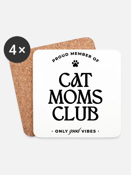 Cat Moms Club - Untersetzer (4er-Set) - Weiß
