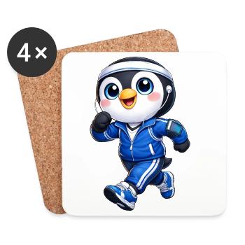 Marathon de jogging de pingouin sympa - Dessous de verre (lot de 4) - blanc - Devant