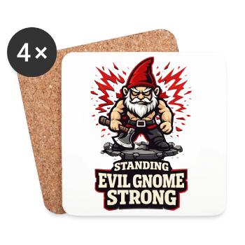 Evil Gnome, Dark Gnome, Goth Gnome, Funny Gnome - Coasters (set of 4) - white - Front