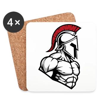Spartan Bodybuilding Fitness Warrior Mascot - Coasters (set of 4) - white - Front