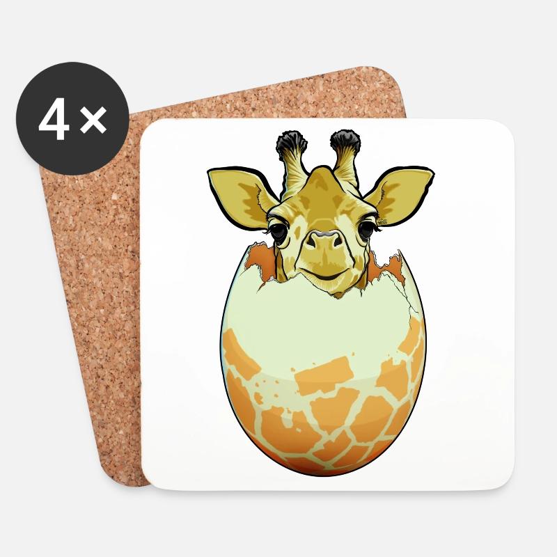 Giraffe Hatch - Coasters (set of 4) - white