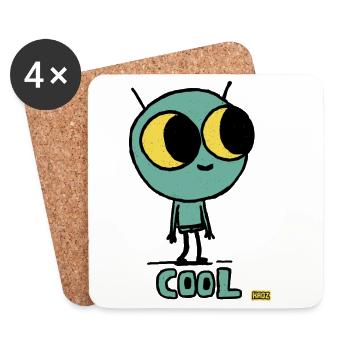 Cosmic Cute Alien with Big Eyes - Coasters (set of 4) - white - Front