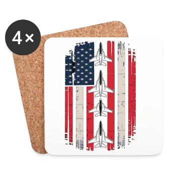 Jet Fighter USA Flag – Pilot Airplane - Coasters (set of 4) - white - Front