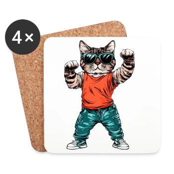 Cool Cat - Coasters (set of 4) - white - Front