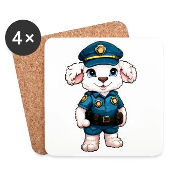 Schafe Polizei - Untersetzer (4er-Set) - Weiß - Vorne