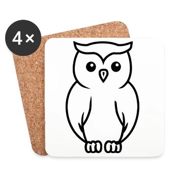 chouette - Dessous de verre (lot de 4) - blanc - Devant