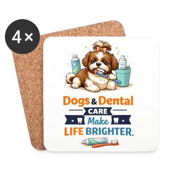 Dogs Dental Care Brighter Life - Coasters (set of 4) - white - Front