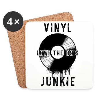 Les passionnés de vinyle adorent l’art rétro du tourne-disque des années 80 - Dessous de verre (lot de 4) - blanc - Devant