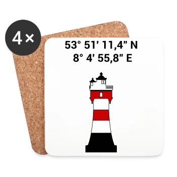 Phare de Red Sand - Voile - Skipper - Maritime - Dessous de verre (lot de 4) - blanc - Devant