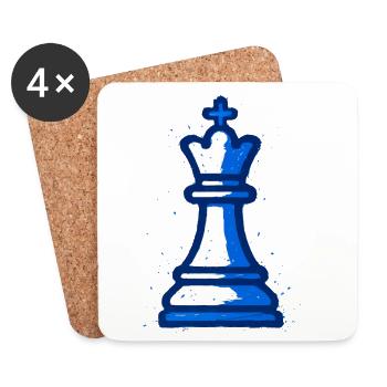 Roi des Échecs Style Graffiti Bleu Stratégie - Dessous de verre (lot de 4) - blanc - Devant