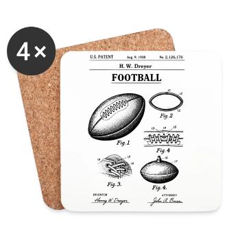 Brevet du plan vintage pour balle de football américain - Dessous de verre (lot de 4) - blanc - Devant
