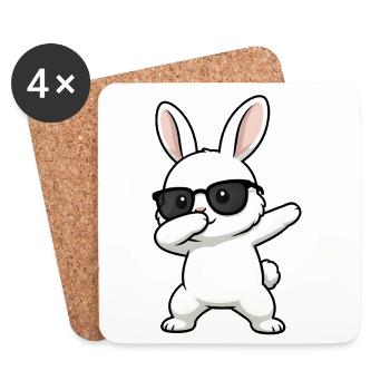 Dabbing Kaninchen - Untersetzer (4er-Set) - Weiß - Vorne