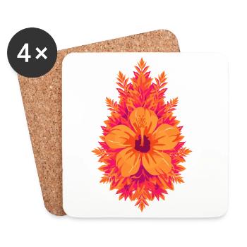 Flames Hibiscus Tropical Bloom - Coasters (set of 4) - white - Front