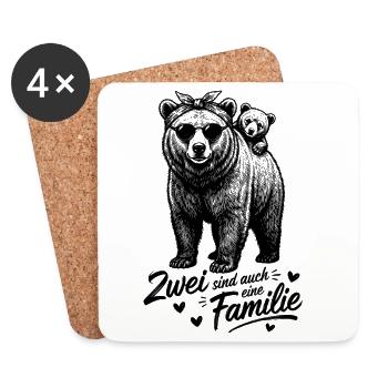 Mama Bär Kind Baby - Zwei sind auch eine Familie - Untersetzer (4er-Set) - Weiß - Vorne