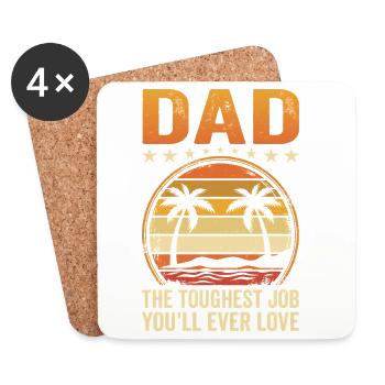 Dad's Toughest Job Sunset Tee - Coasters (set of 4) - white - Front