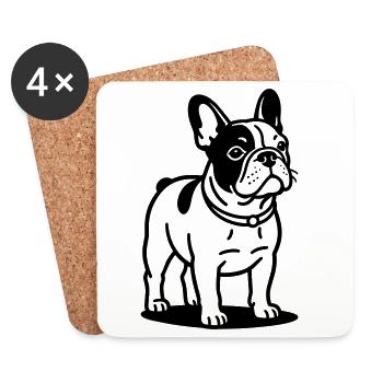 Bouledogue français - Dessous de verre (lot de 4) - blanc - Devant