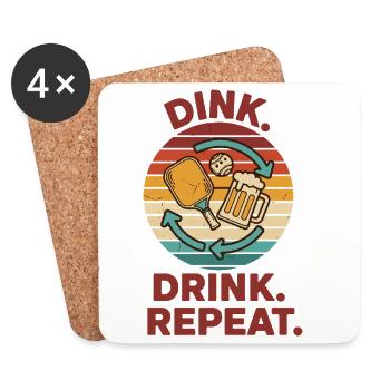 Joueur drôle de pickleball Cocktail Dink Ball - Dessous de verre (lot de 4) - blanc - Devant