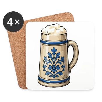 Blue Floral Decor Beer Stone Art - Coasters (set of 4) - white - Front