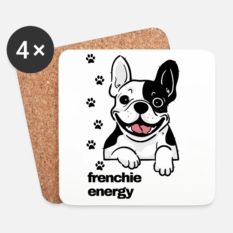 Frenchie Energy - Coasters (set of 4) - white