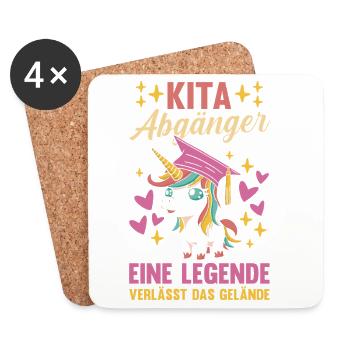 Kita Erste Klasse Einhorn Schüler Kindergarten - Untersetzer (4er-Set) - Weiß - Vorne