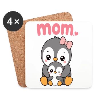 Penguin mom and chick - Coasters (set of 4) - white - Front