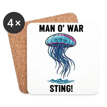 Portugiesische Galeere Danger Sting Man O' War Black - Untersetzer (4er-Set) - Weiß - Vorne