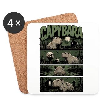 Night Swim Capybara Horror - Untersetzer (4er-Set) - Weiß - Vorne