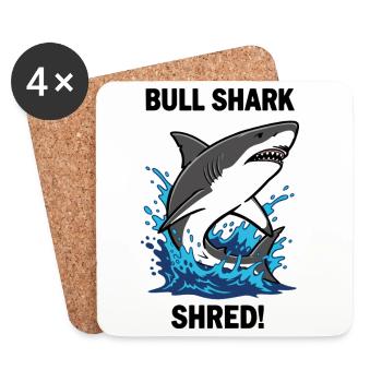 Bulldog Shark Shred Shark Sea Bull - Coasters (set of 4) - white - Front