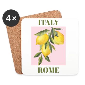 Italy Rome Vacation Beach Lemons Rome Fashion - Coasters (set of 4) - white - Front