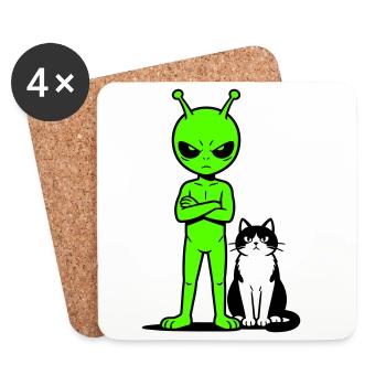Humour comique extraterrestre - Dessous de verre (lot de 4) - blanc - Devant