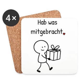 Kleine Geste zwischendurch: Hab was mitgebracht. - Untersetzer (4er-Set) - Weiß - Vorne