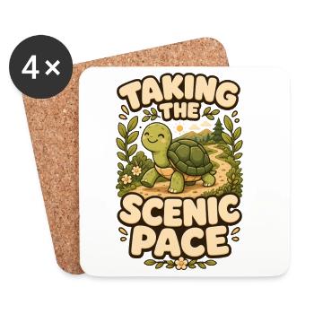 Taking The Scenic Pace Turtle - Coasters (set of 4) - white - Front