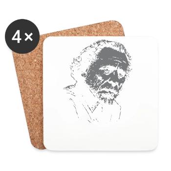 Citation de Charles Bukowski sur la lecture de livres - Dessous de verre (lot de 4) - blanc - Devant