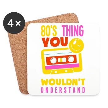 Retro Back to the 80s Vintage Design - Untersetzer (4er-Set) - Weiß - Vorne