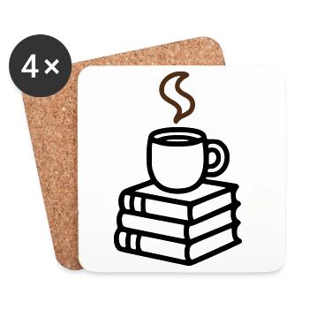 Books Coffee Mug Reading Book Club Bookworm - Coasters (set of 4) - white - Front