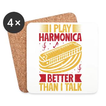 Funny Harmonica Player Play Better Than I Talk - Untersetzer (4er-Set) - Weiß - Vorne