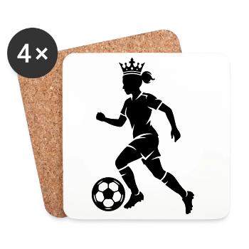 Silhouette féminine de football - Dessous de verre (lot de 4) - blanc - Devant
