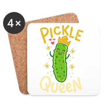 Pickle Queen: Crowned Cucumber - Coasters (set of 4) - white - Front