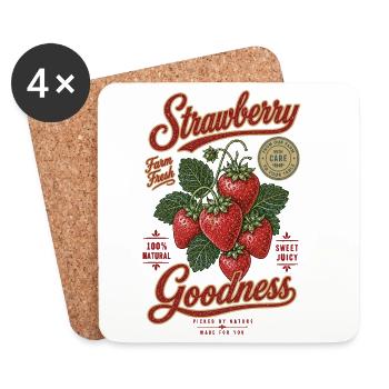 Erdbeeren Strawberry Goodness Shirt - Untersetzer (4er-Set) - Weiß - Vorne