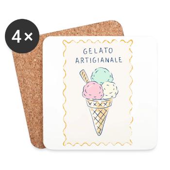 Gelato Artigianale Pastel Cream - Coasters (set of 4) - white - Front