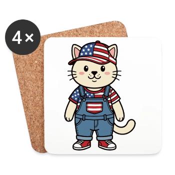 America cat - Coasters (set of 4) - white - Front