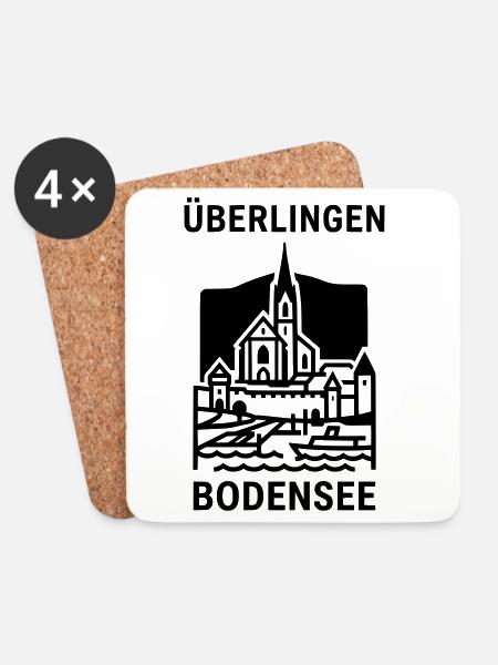 Überlingen Bodensee Silhouette Wahrzeichen - Untersetzer (4er-Set) - Weiß