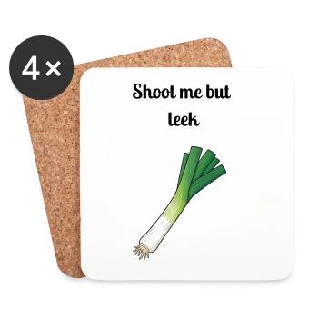 Jeu de mots : Shoot Me But Leek - Dessous de verre (lot de 4) - blanc - Devant