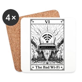 Mauvais wifi | Carte de tarot tous les jours - Dessous de verre (lot de 4) - blanc - Devant