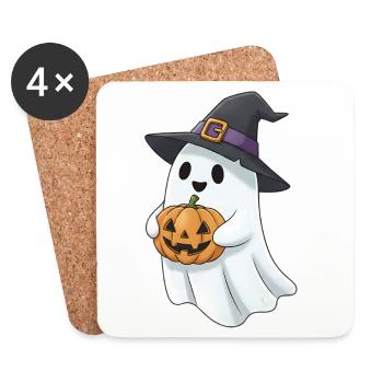 Gespenst an Halloween - Untersetzer (4er-Set) - Weiß - Vorne