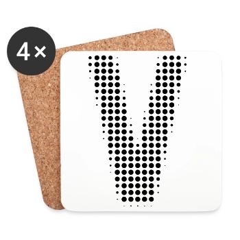 Buchstabe V – Punktmuster Initial Design - Untersetzer (4er-Set) - Weiß - Vorne